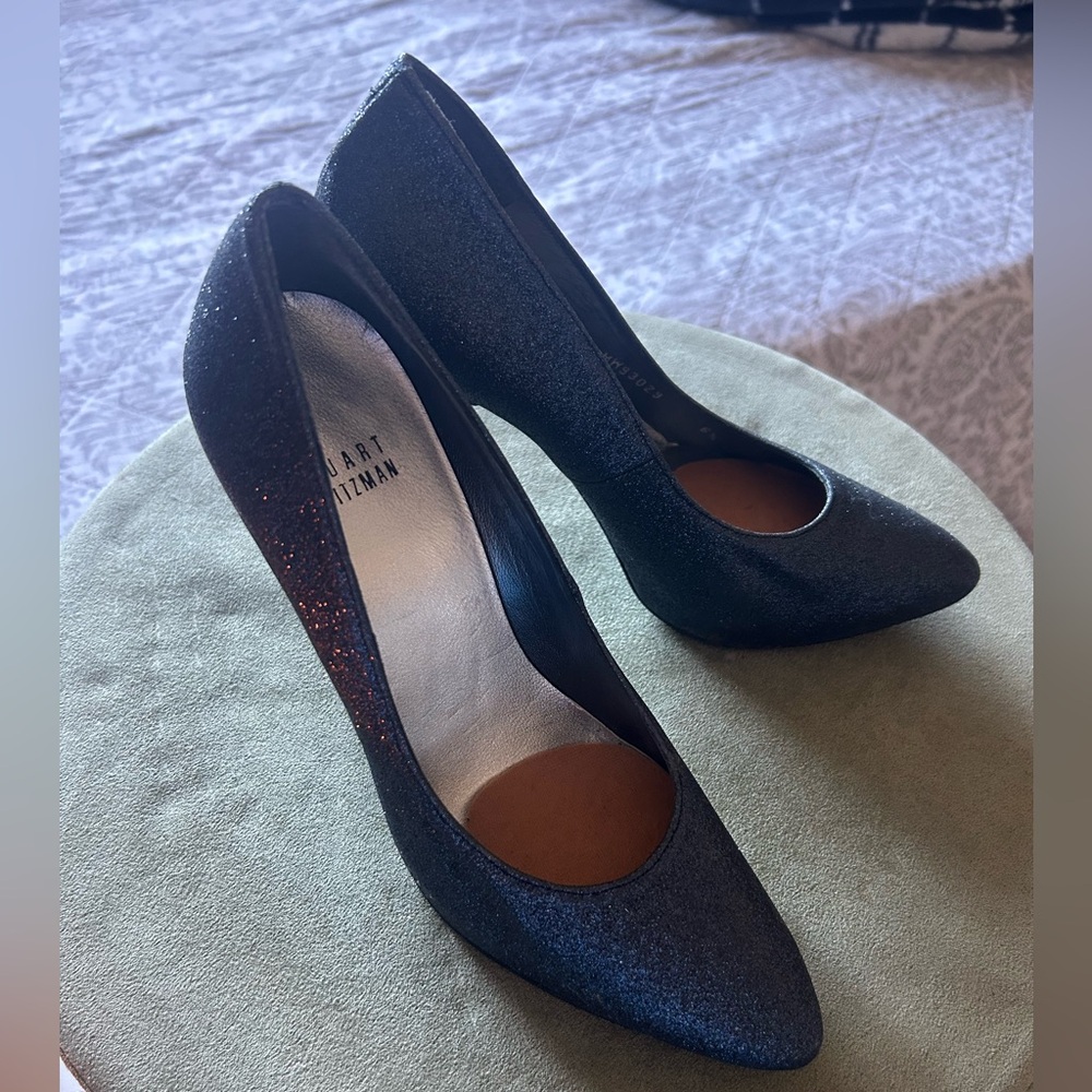 Sz 6.5 Stuart Weitzman Navy Metallic Pumps high heel $395 MSRP